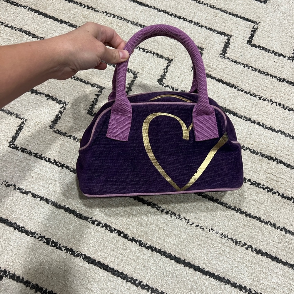 Victoria's Secret Purple and Gold Heart Satchel